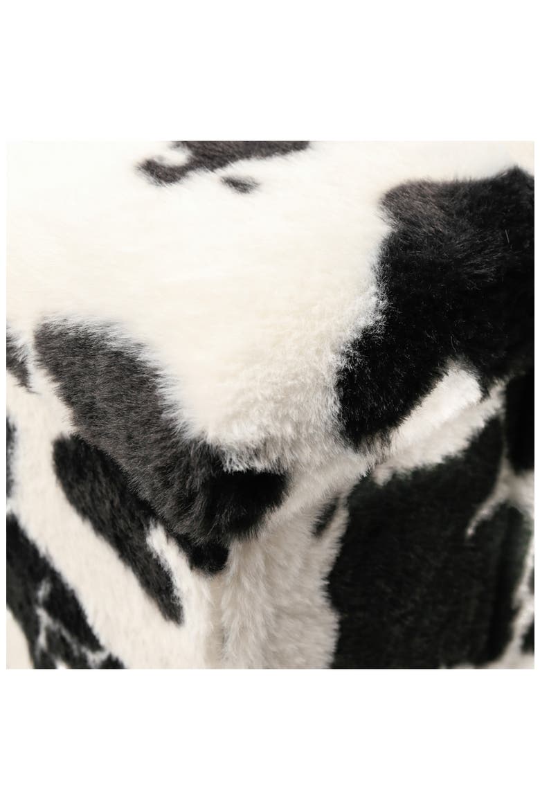 Small Cube Faux Fur Hide Stash Pouf, Alternate, color, BLACK/ WHITE