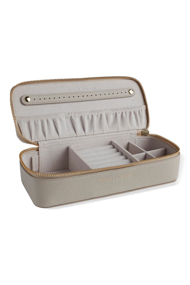 Personalized Leather Jewelry Box, Alternate, color, PEBBELED GREY