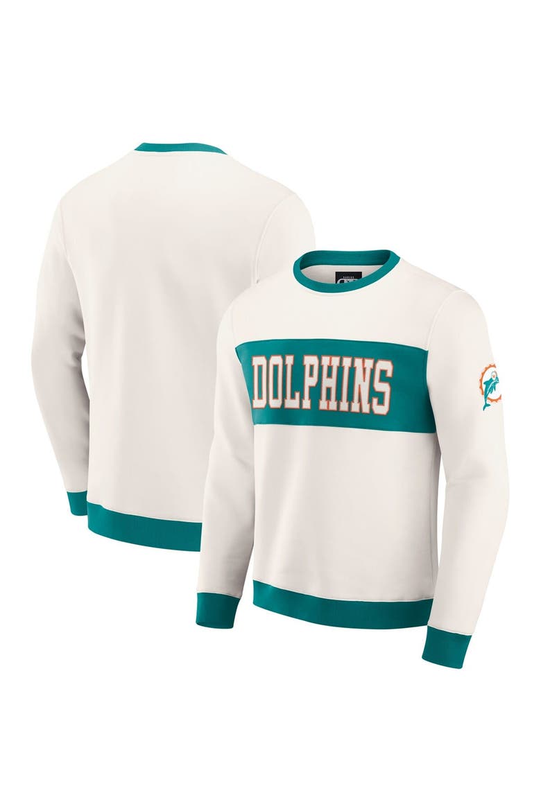 Men's Darius Rucker Collection by Fanatics  Cream Miami Dolphins Colorblock Pullover Sweatshirt, Main, color, Cream
