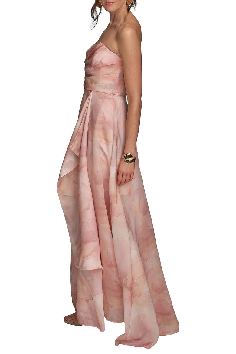 Abstract Floral Strapless Gown, Alternate, color, APRICOT MULTI
