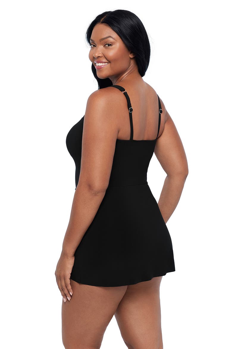Laura Sweetheart Neckline Control Swimdress, Alternate, color, Black