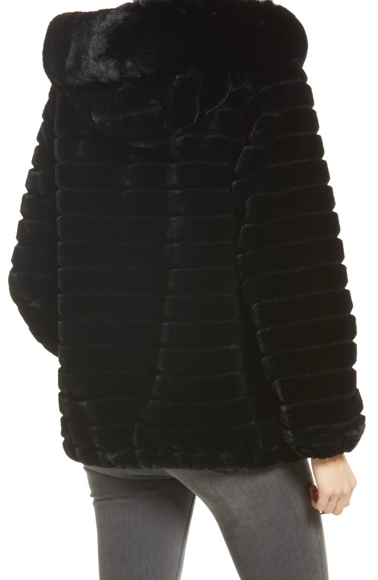 Gallery Hooded Faux Fur Jacket, Alternate, color, Black