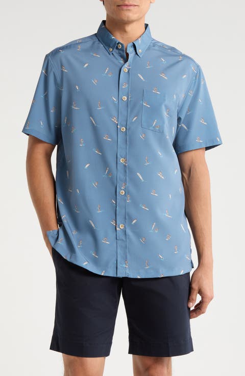 Surfs Up Short Sleeve Button-Down Shirt