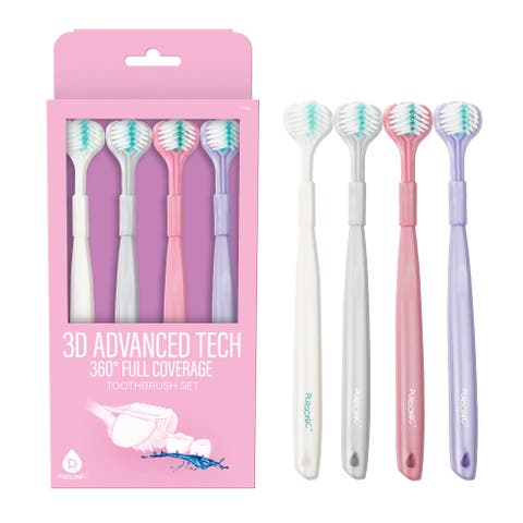 3D Advanced Tech 360° Full Coverage Toothbrush Set (4-Pack)