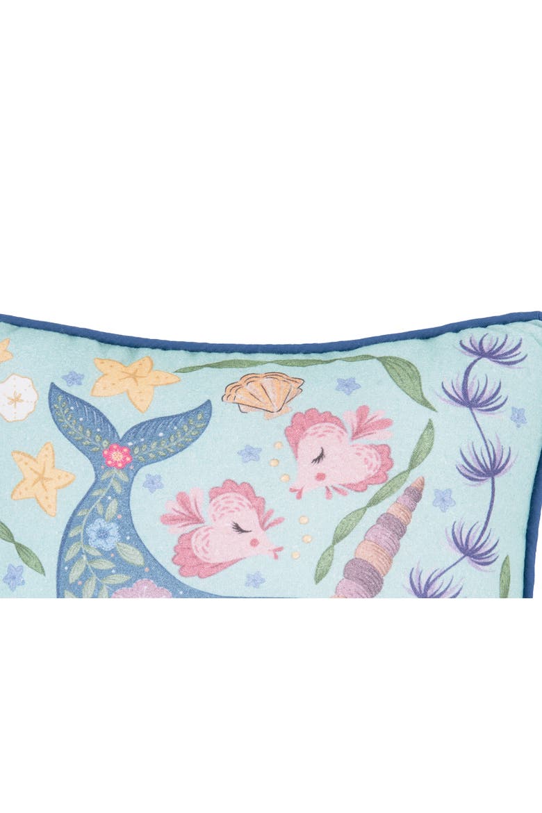 Narwhal Coral Printed Cotton Blend Mini Accent Pillow 10" x 10", Alternate, color, Blue