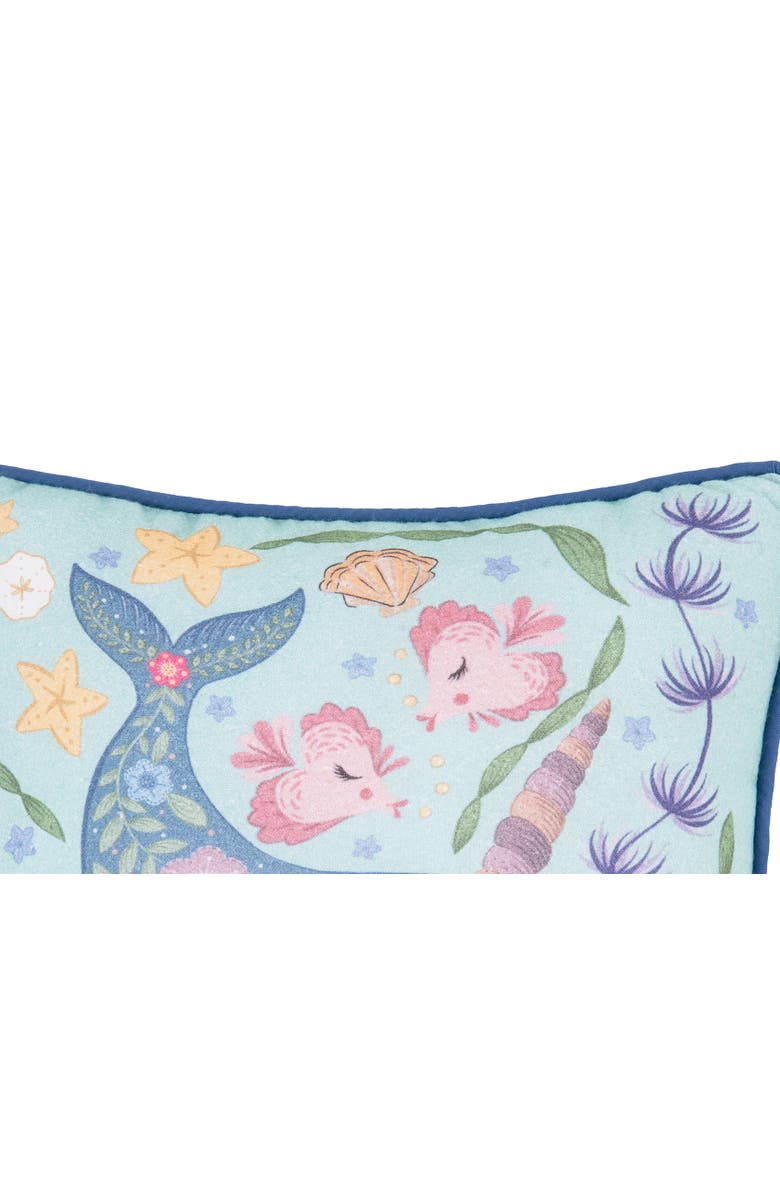 C&F Home Narwhal Coral Printed Cotton Blend Mini Accent Pillow 10" x 10", Alternate, color, Blue