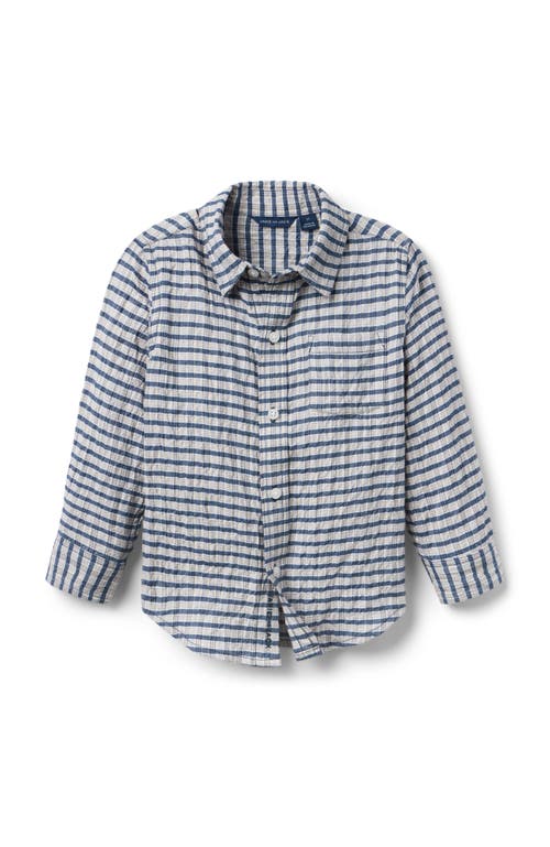 Janie And Jack Striped Seersucker Twill Shirt In Blue