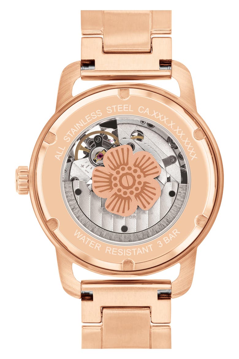 Cruiser Skeletal Automatic Bracelet Watch, 37mm, Alternate, color, CARNATION GOLD