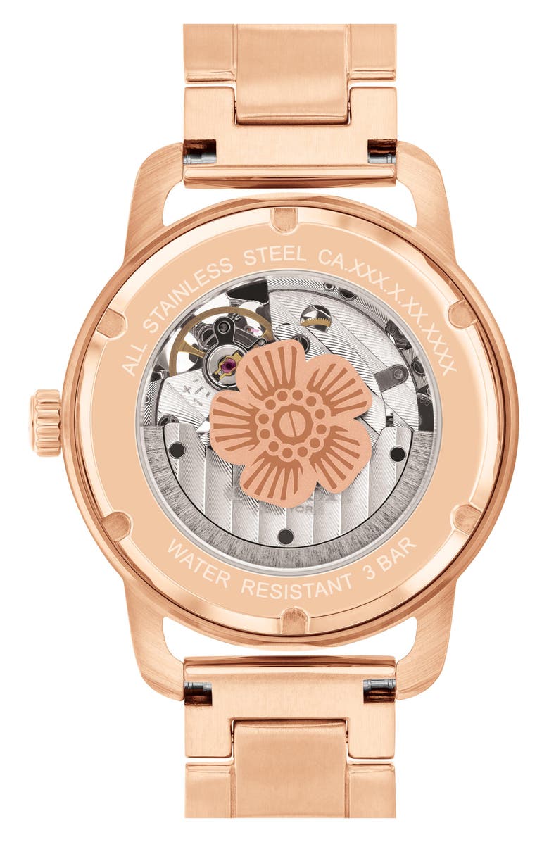 COACH Cruiser Skeletal Automatic Bracelet Watch, 37mm, Alternate, color, Carnation Gold