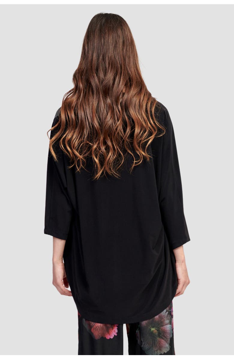 Alembika Mixed media draped neckline top, Alternate, color, 