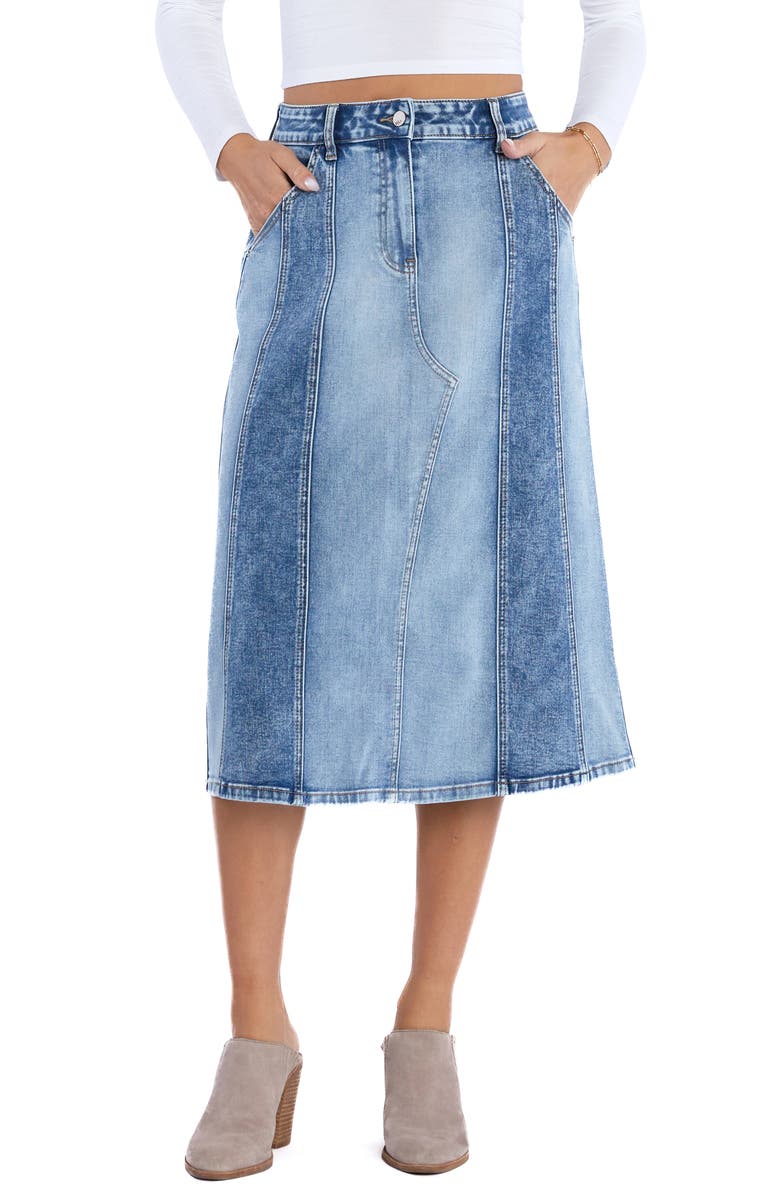 Wash Lab Denim Road Trip Denim Midi Skirt, Main, color,