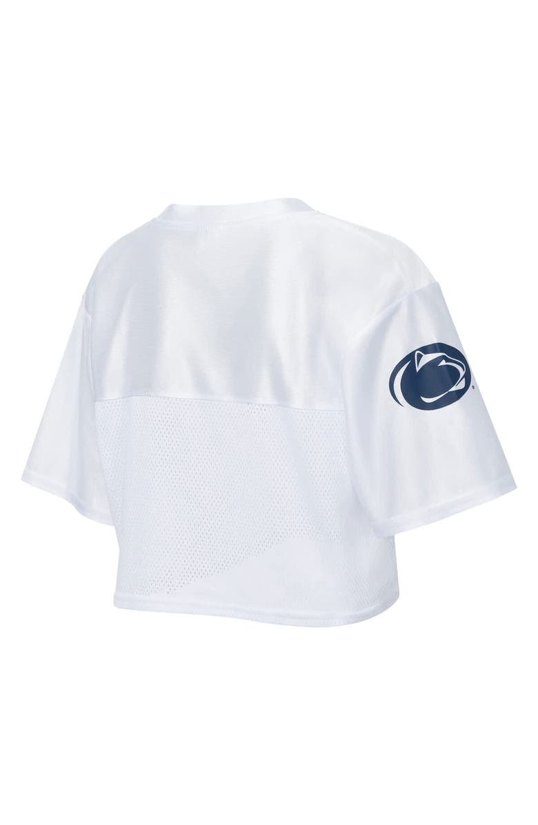 ZOOZATZ Women's ZooZatz White Penn State Nittany Lions Mesh Cropped V-Neck T-Shirt, Alternate, color, White