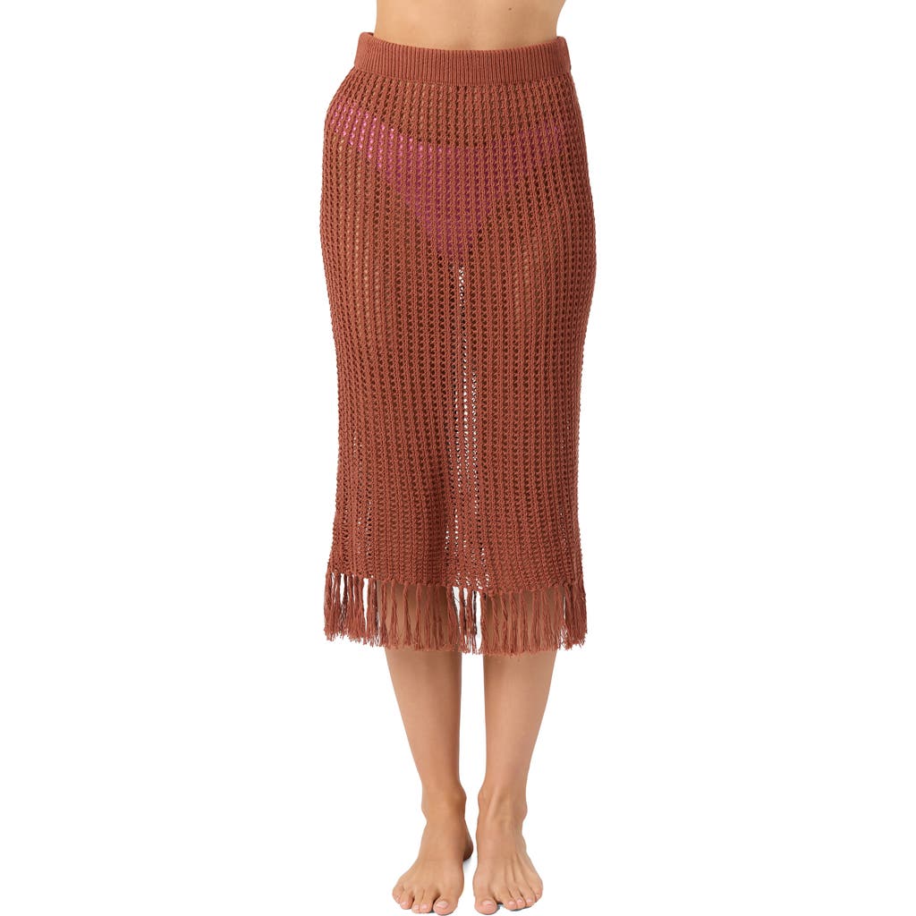 O'neill Ryan Open Knit Cover-up Skirt In Brown