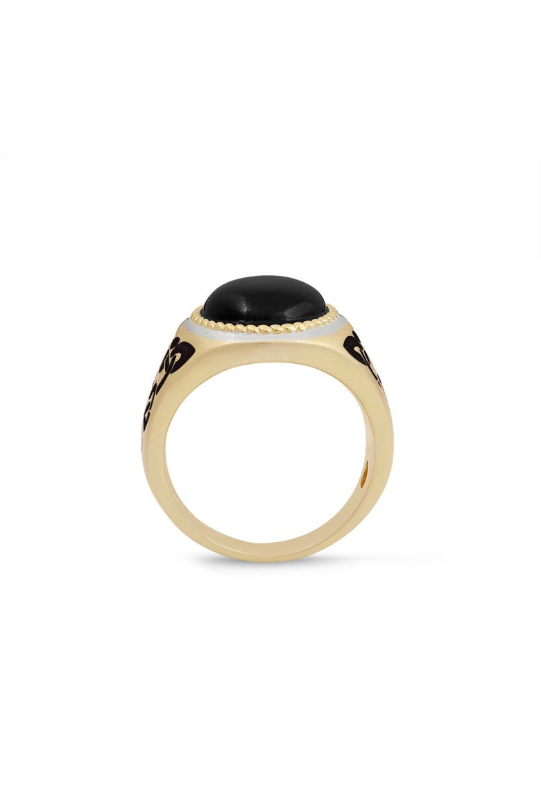 Black Onyx Sterling Silver Men Signet Ring With Enamel, Alternate, color, 14KT Gold Vermeil on Sterling