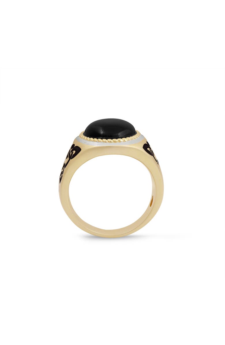 LuvMyJewelry Black Onyx Sterling Silver Men Signet Ring With Enamel, Alternate, color, 14Kt Gold Vermeil On Sterling