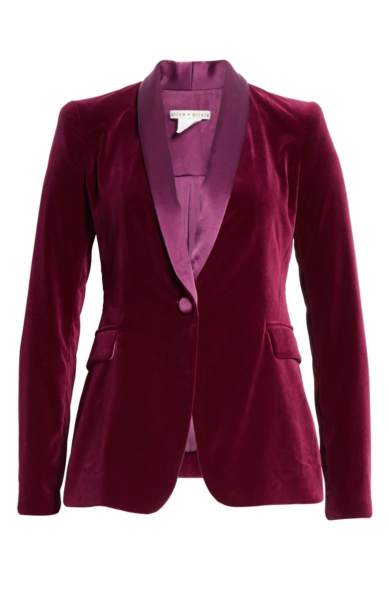 Alice + Olivia Macey Velvet Shawl Collar Jacket, Alternate, color, 