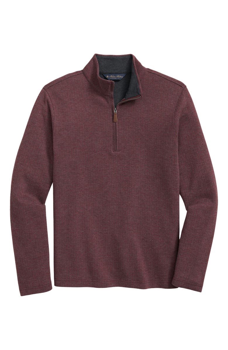 Brooks Brothers Herringbone Double Face Half Zip, Main, color, Burgundy
