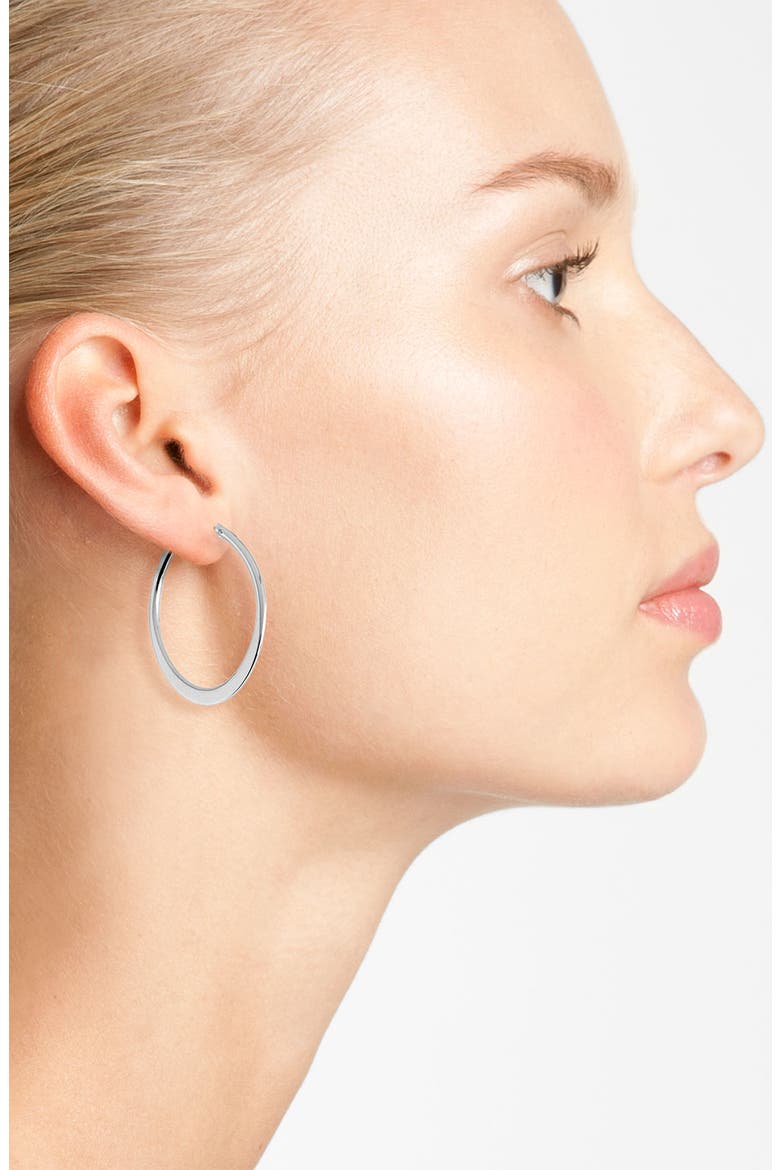 Large Flat Oval Hoop Earrings, Alternate, color, SILVER