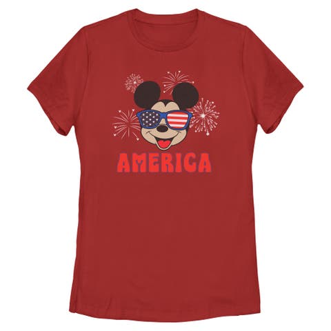 Women's Mickey & Friends American Sunglasses and Fireworks  Graphic T-Shirt