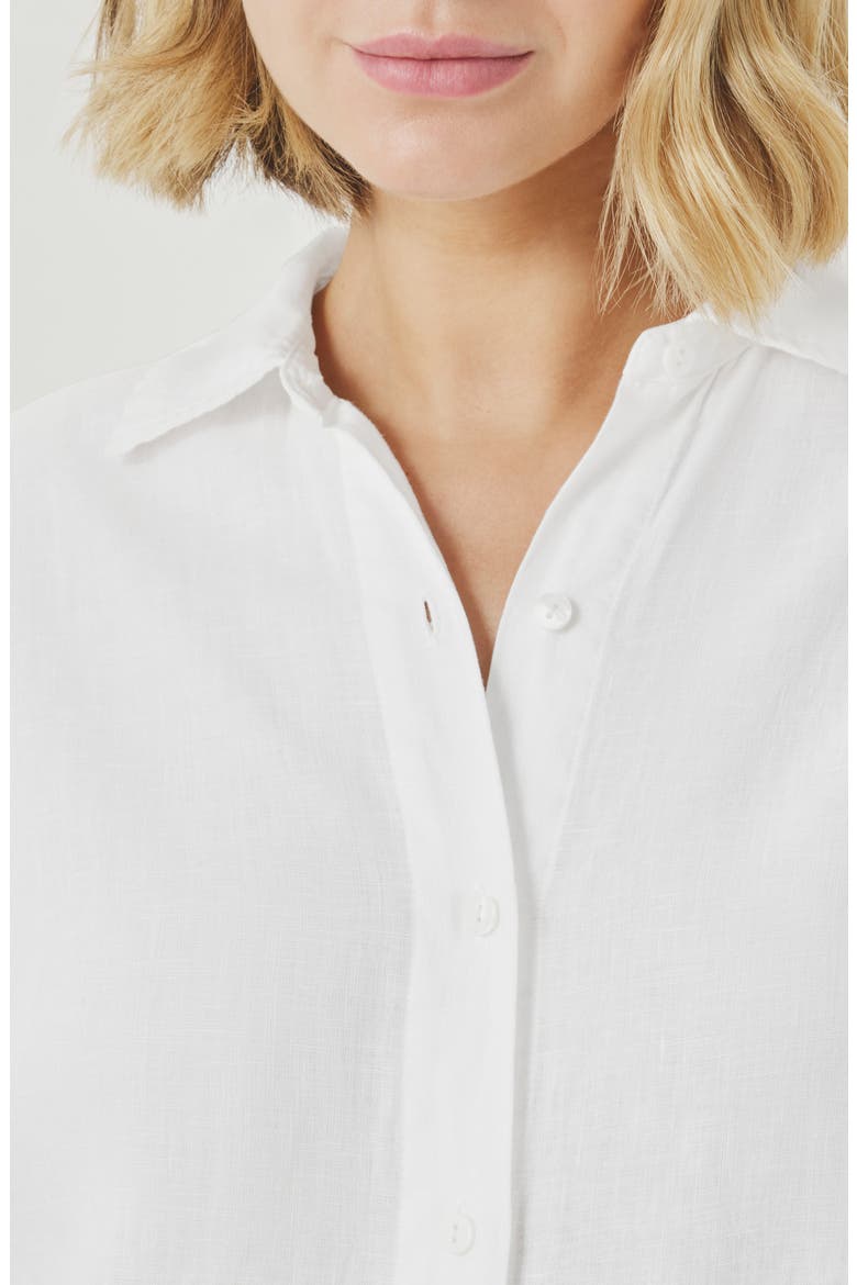 Stella Linen Button-Up Shirt, Alternate, color, WHITE