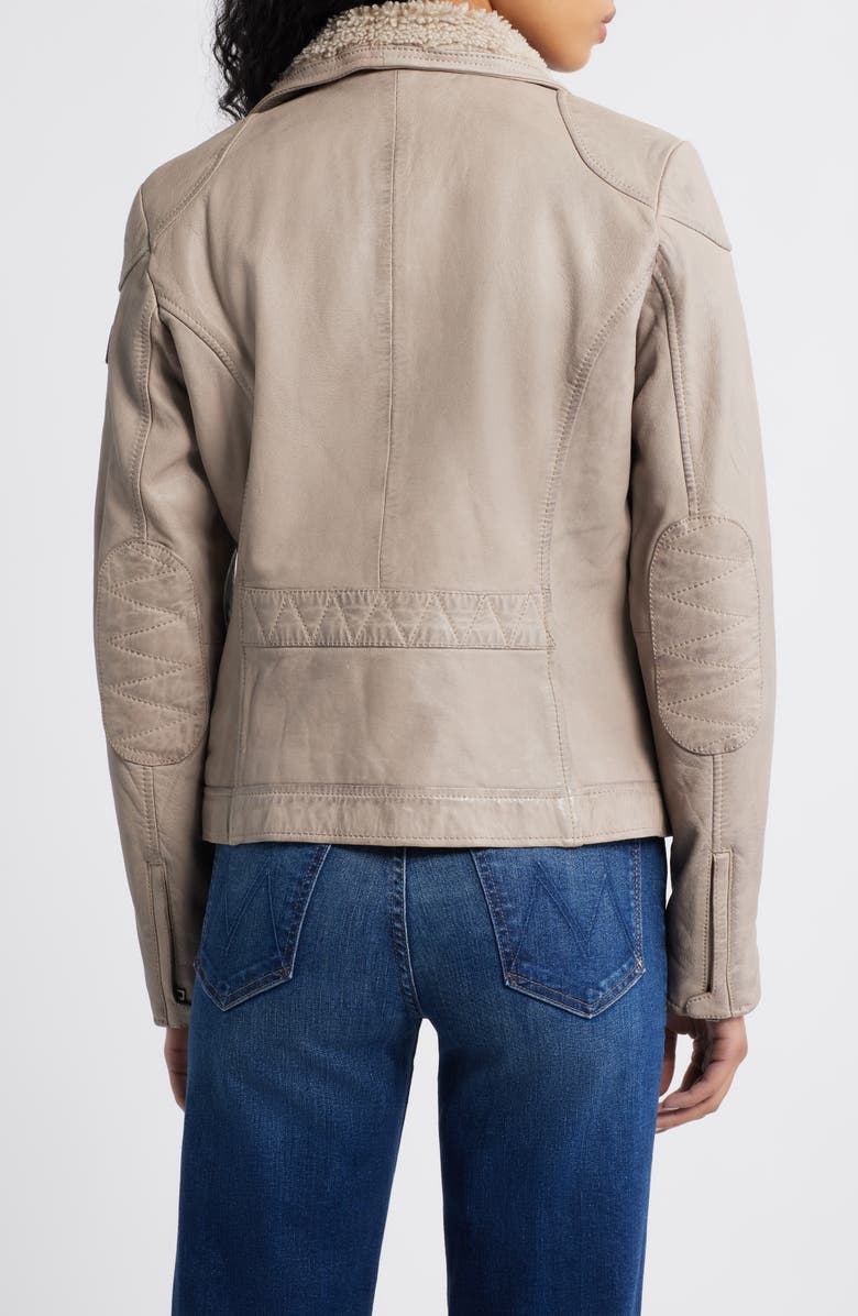 MAURITIUS Jenja Fleece Lined Leather Moto Jacket, Alternate, color, Stone