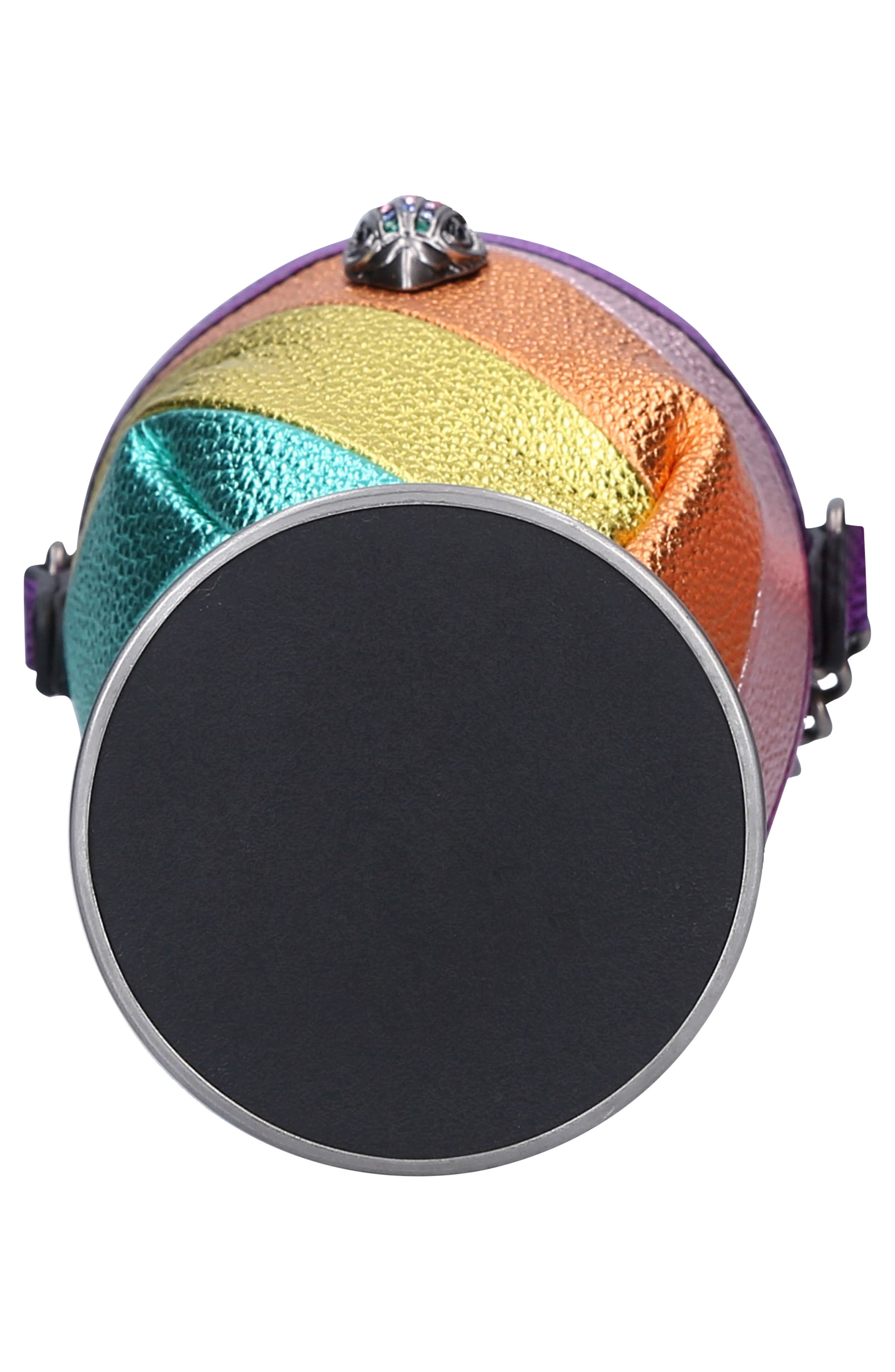 Kurt Geiger London Metallic Leather Crossbody Wine Glass Holder with Portable Wine Glass, Alternate, color, 