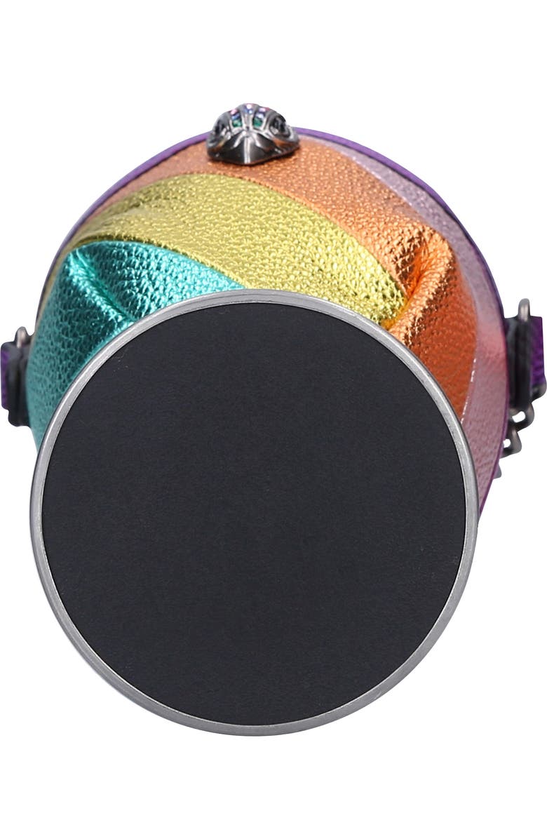 Kurt Geiger London Metallic Leather Crossbody Wine Glass Holder with Portable Wine Glass, Alternate, color,