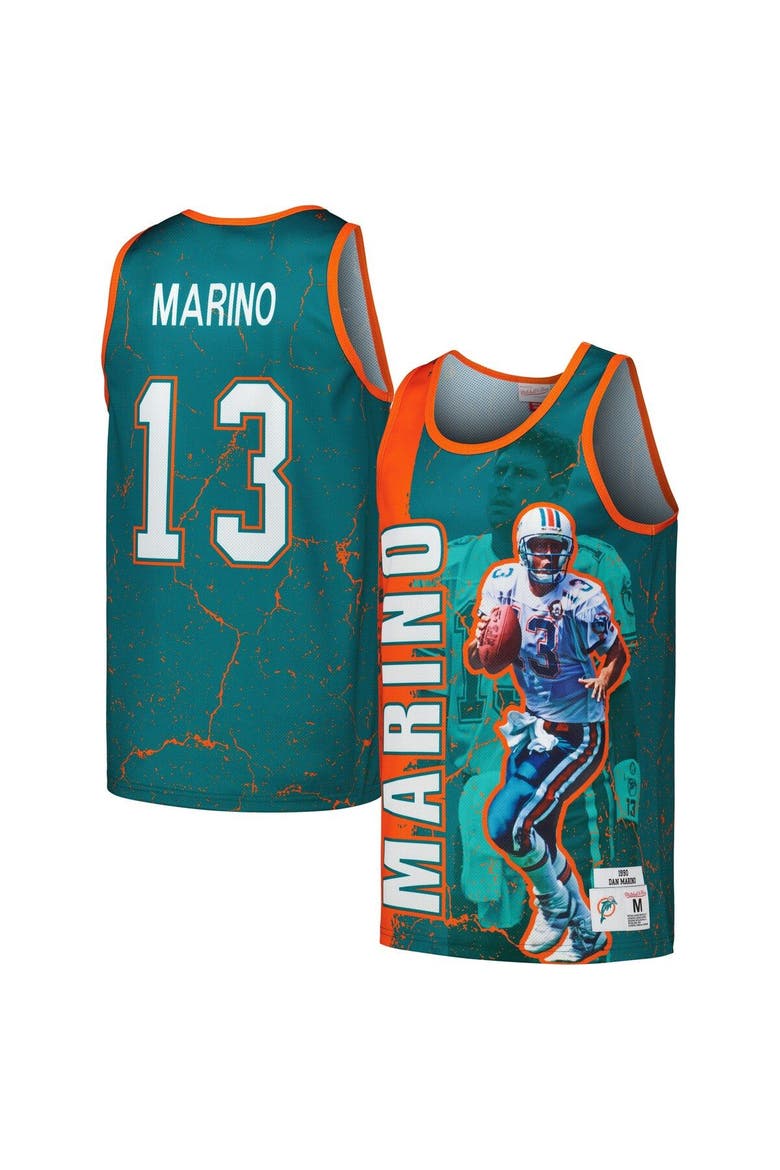 Men's Mitchell & Ness Dan Marino Aqua Miami Dolphins 1990 Player Burst Tank Top, Main, color, Aqua