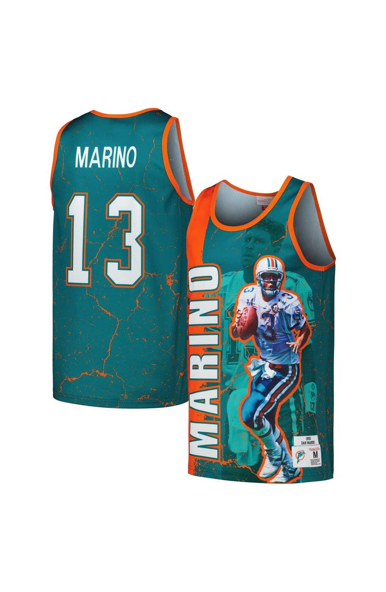 Mitchell & Ness Men's Mitchell & Ness Dan Marino Aqua Miami Dolphins 1990 Player Burst Tank Top, Main, color, Aqua