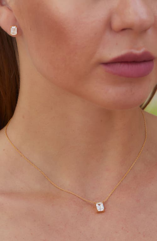 Savvy Cie Jewels Vermeil Sterling Silver Emerald Cut Cz Box Stud Earrings In Gold