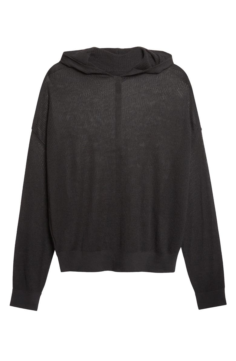 Rick Owens Hun Oversize Rib Cashmere Hoodie, Main, color, Black
