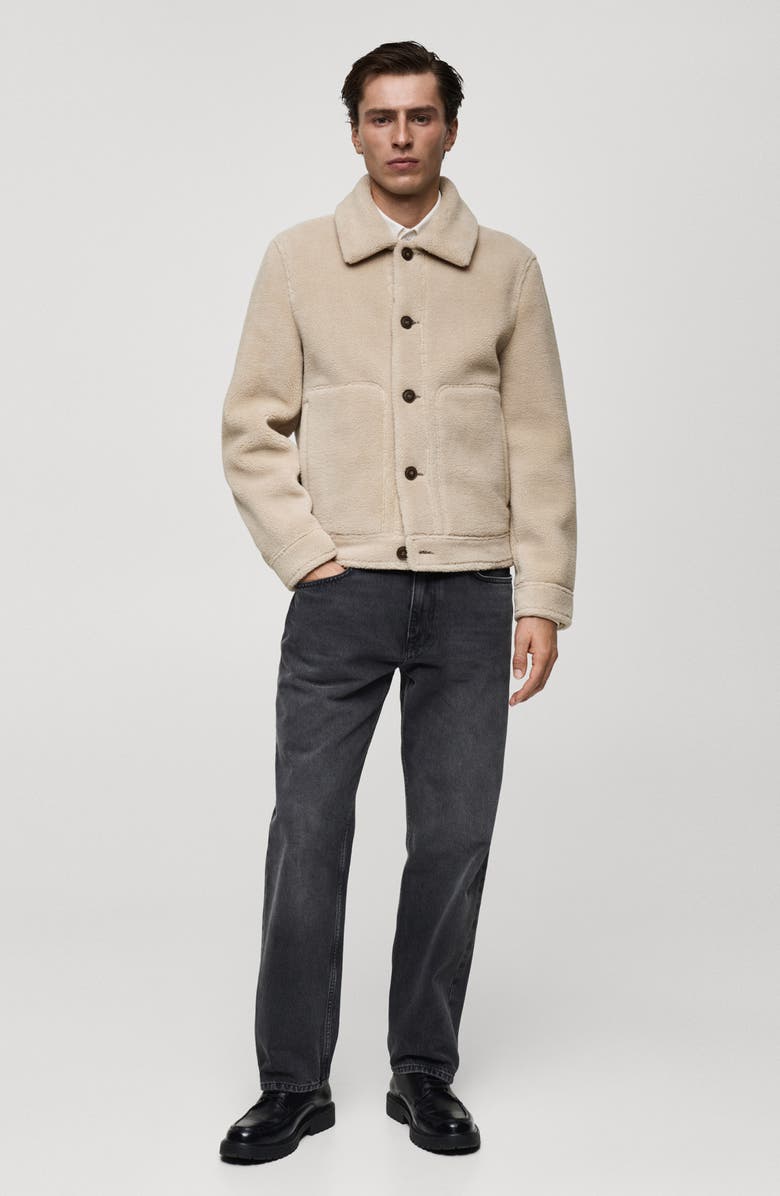 MANGO Regular Fit High Pile Fleece Jacket, Alternate, color, 