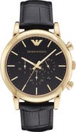 Emporio Armani Emporio Armani Leather Strap Watch, 46mm