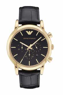 Emporio Armani Emporio Armani Leather Strap Watch, 46mm