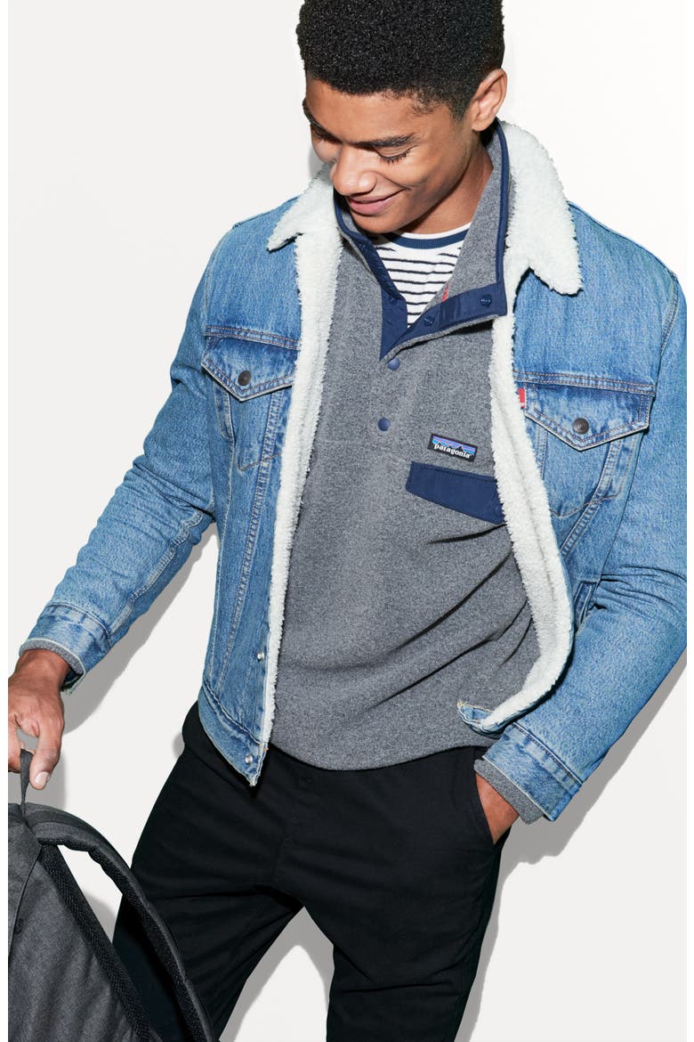 Levi's® Type III Faux Shearling Lined Denim Trucker Jacket, Alternate, color, GLASS BEACH
