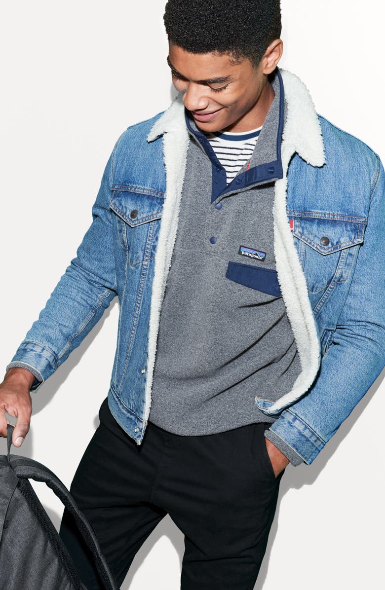 Levi's<sup>®</sup> Type III Faux Shearling Lined Denim Trucker Jacket, Alternate, color, 