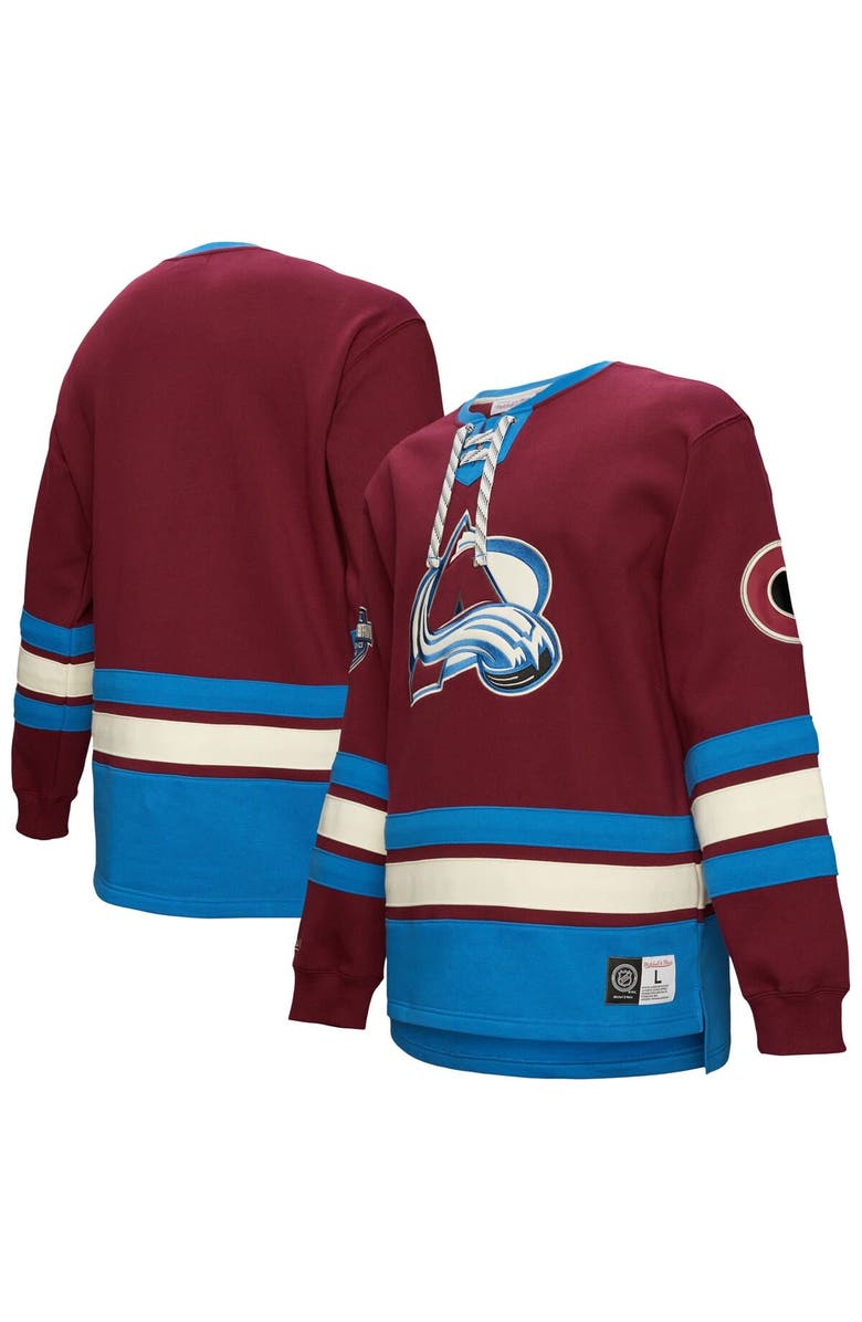 Mitchell & Ness Men's Burgundy Colorado Avalanche Heritage Lace-Up Pullover Sweatshirt, Main, color, Burgundy
