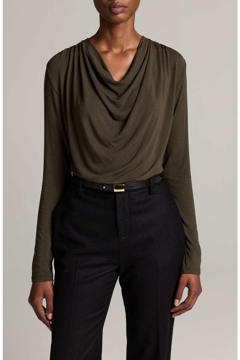 Cowl Neck Long Sleeve Top, Alternate, color, DARK MOSS