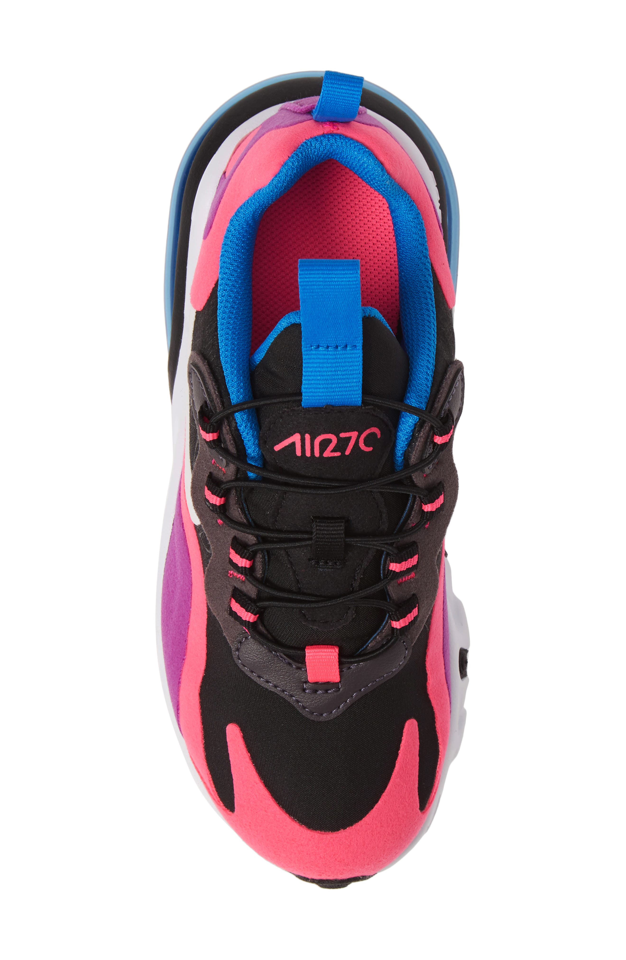 Air Max 270 React Sneaker, Alternate, color, BLACK/ WHITE/ PINK/ PURPLE