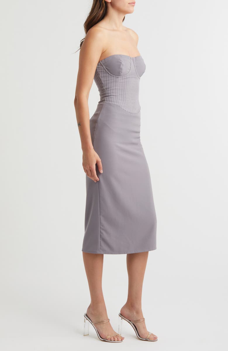 Mistress Rocks Strapless Corset Midi Dress, Alternate, color,