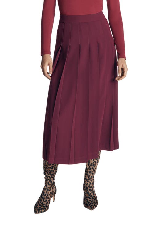 Pleated Side Split Midi Skirt
