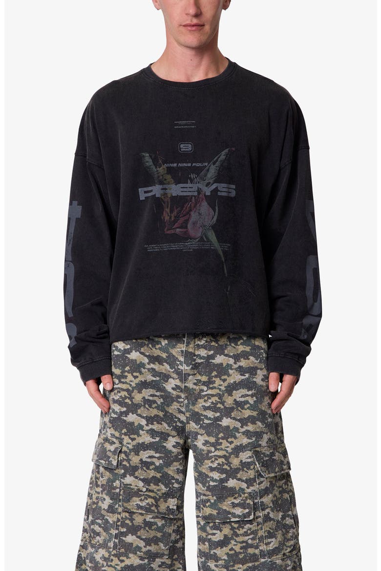 Preys Long Sleeve Graphic Cotton T-Shirt, Main, color, WASHED BLACK