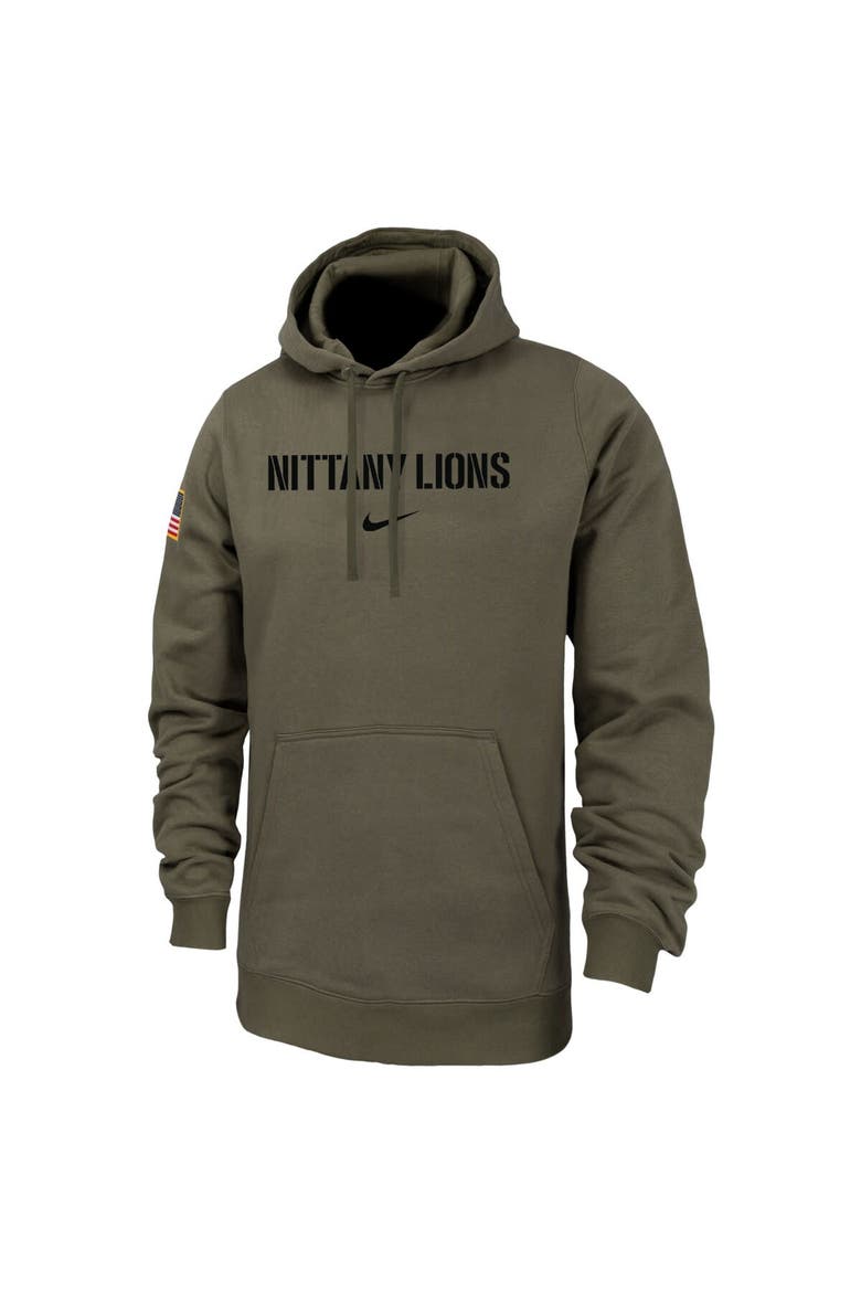 Men's Nike  Olive Penn State Nittany Lions Military Pack Club Fleece Pullover Hoodie, Alternate, color, Olive
