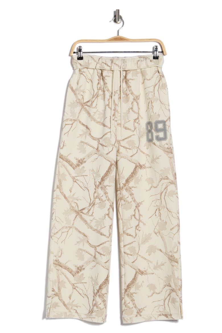 Tree Camo Fleece Pants, Alternate, color, MARSHMALLOW