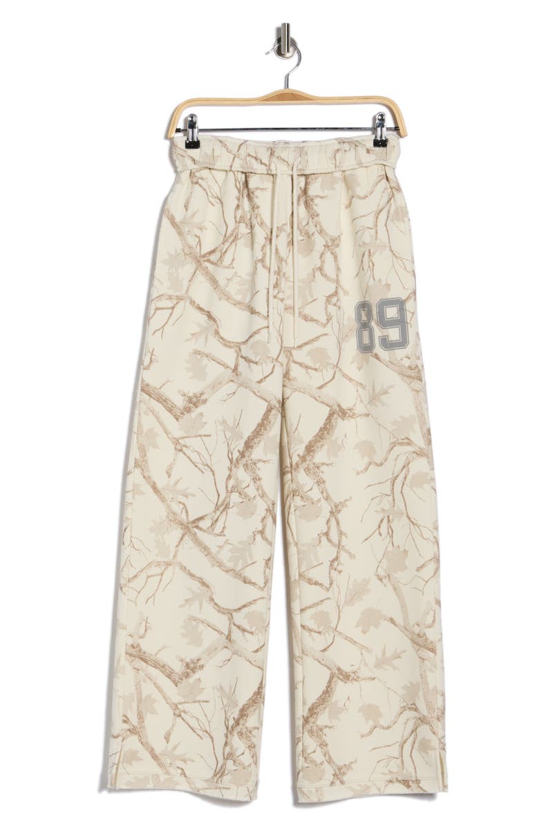 Vinyl Icons Tree Camo Fleece Pants, Alternate, color, Marshmallow