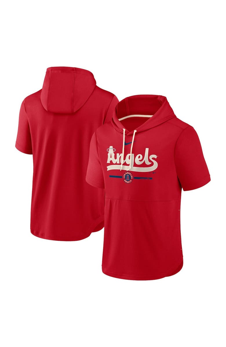 Nike Men's Nike Red Los Angeles Angels City Connect Short Sleeve Pullover Hoodie, Main, color, 