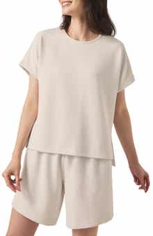 Splendid Waffle Scuba Knit Short Sleeve Sweatshirt