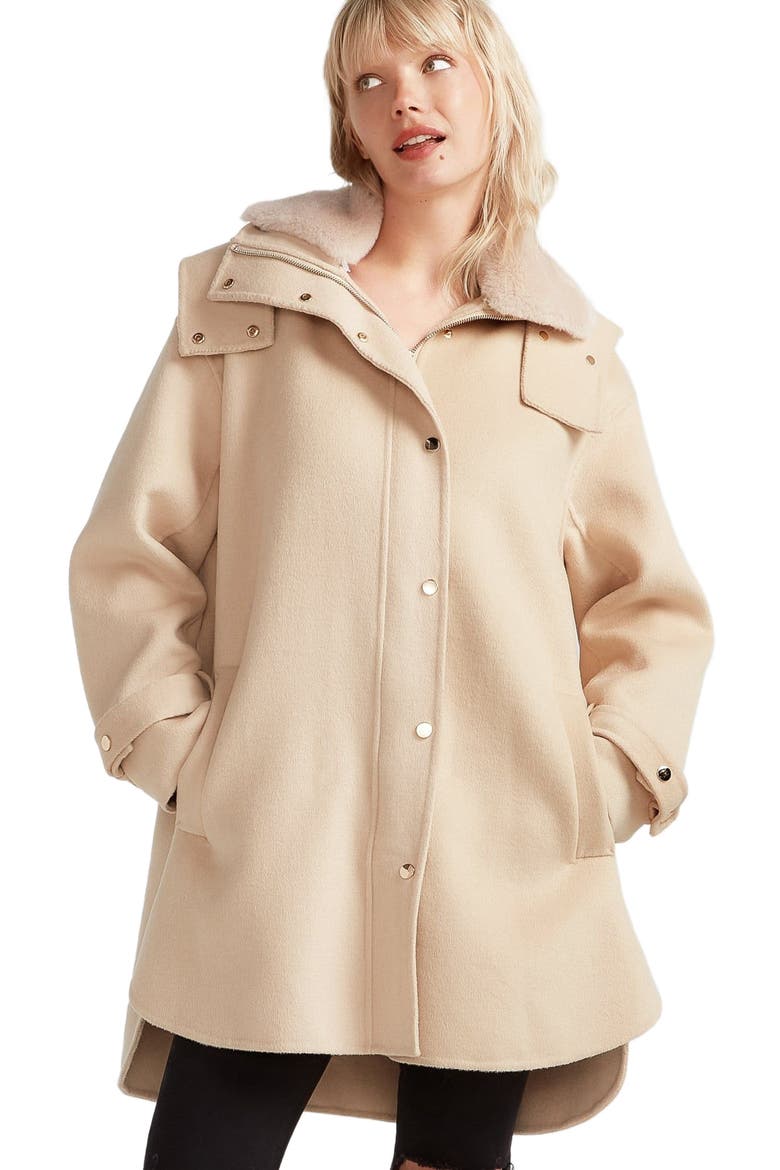 Heavy Hearted Detachable Hooded Coat, Alternate, color, Pale Oat