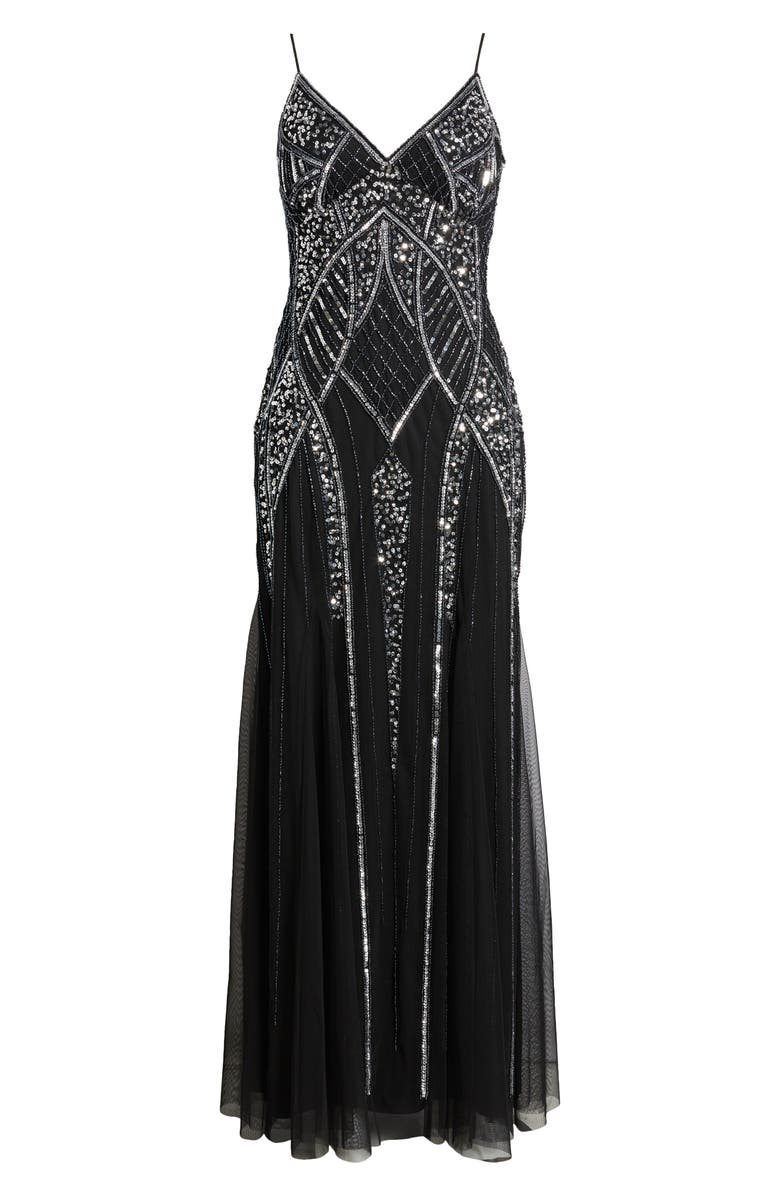 bebe Embellished V-Neck Gown, Alternate, color, 