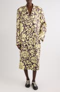 Dries Van Noten Rosea Historical Floral Double Breasted Scuba Knit Overcoat